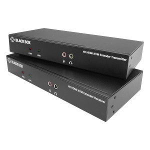Black Box KVXLCHF-100-SFP-BUN1 KVM Extender Kit Bundle, 4K, HDMI, USB 2.0, Serial, Audio, Local Video